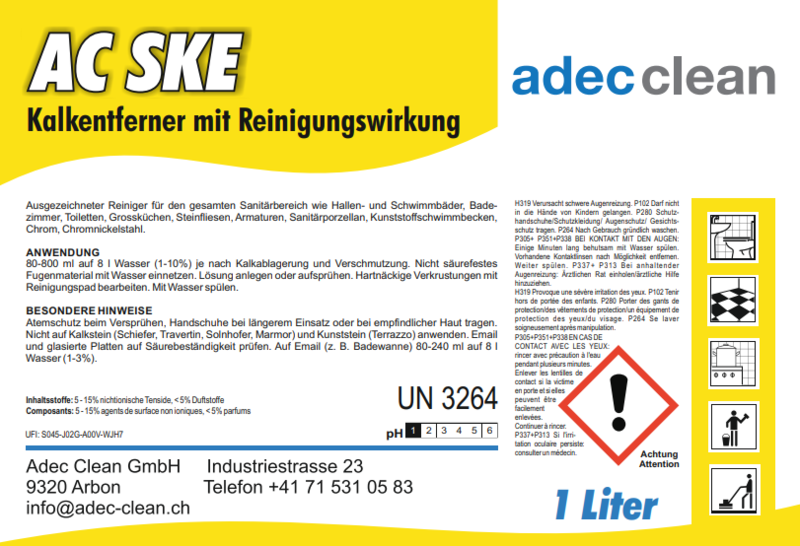 AC SKE | Kalkentferner mit Reinigungswirkung | 1 Liter AC SKE | Kalkentferner mit Reinigungswirkung | 1 Liter