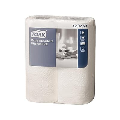 Tork Küchenrolle | 2-lagig | 64 Blatt | Sack à 12 × 2 = 24 Rollen